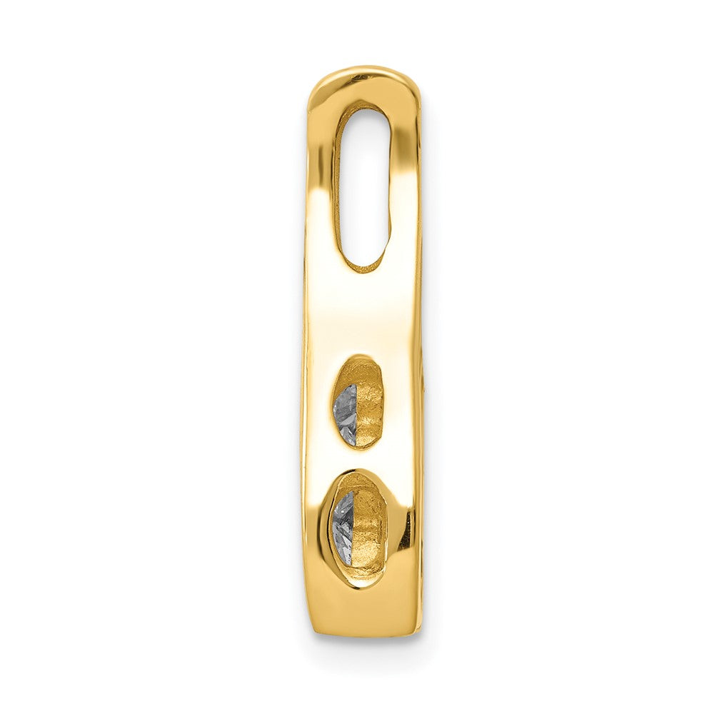 Charlie & Co Jewelry | 14k Aaa Diamond Small Three Stone Curved Bar Pendant - Model XP1446AAA