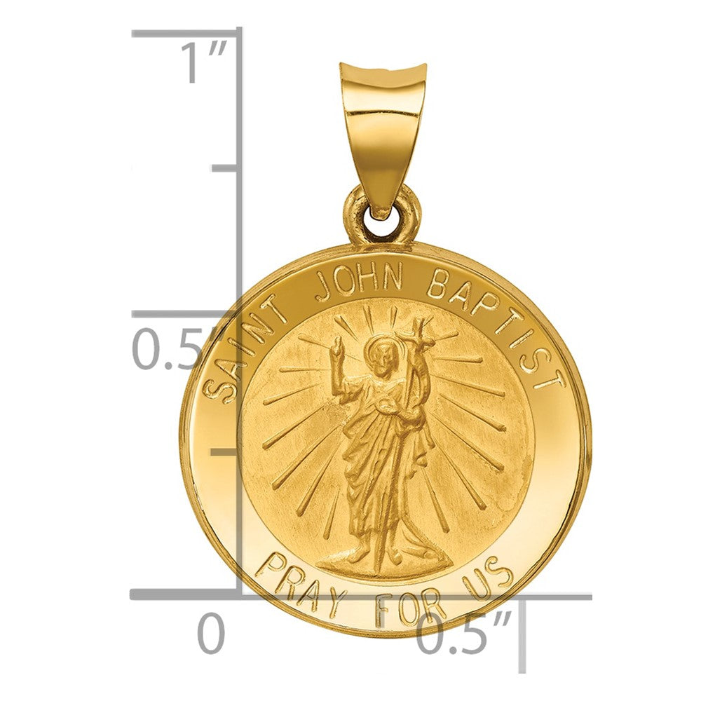 Charlie & Co Jewelry | 14k Polished And Satin St John Baptist Medal Hollow Pendant - Model XR1337