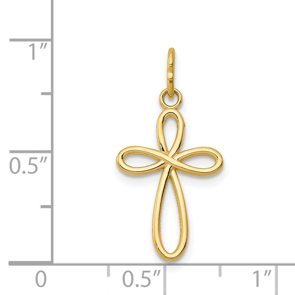Charlie & Co Jewelry | 14k Gold Polished Small Ribbon Cross Pendant - Model XR1451