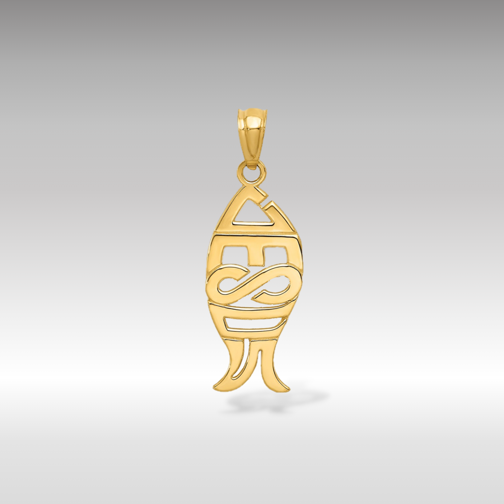 14K Gold Polished 'JESUS' Fish Pendant - Charlie & Co. Jewelry