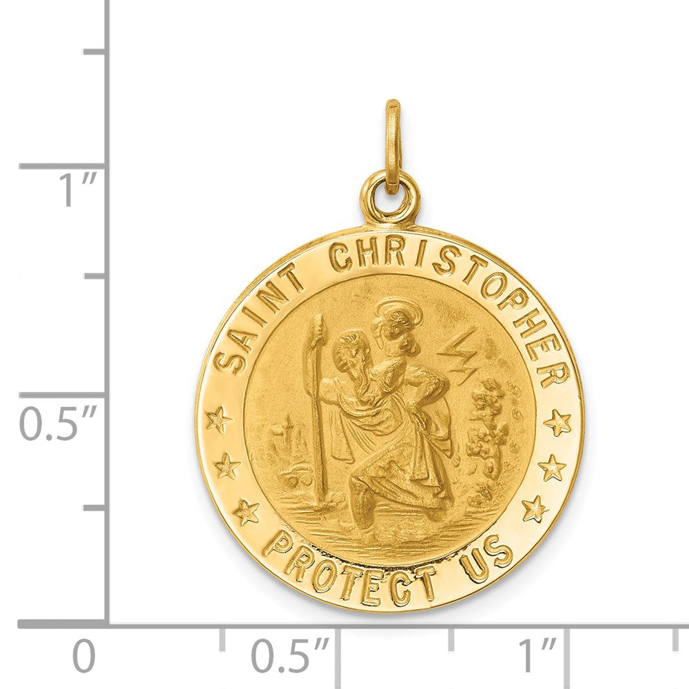 14K Gold Large St. Christopher Medal Pendant - Charlie & Co. Jewelry