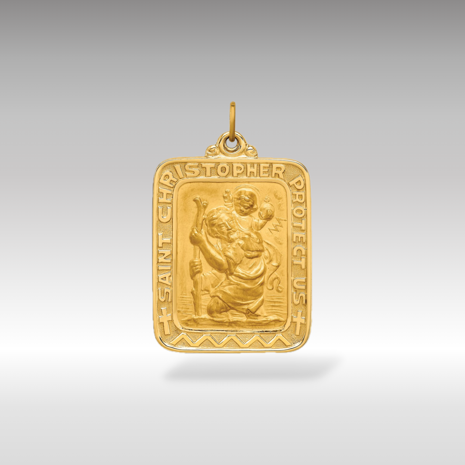 14K Gold Large Saint Christopher Solid Medal Pendant - Charlie & Co. Jewelry