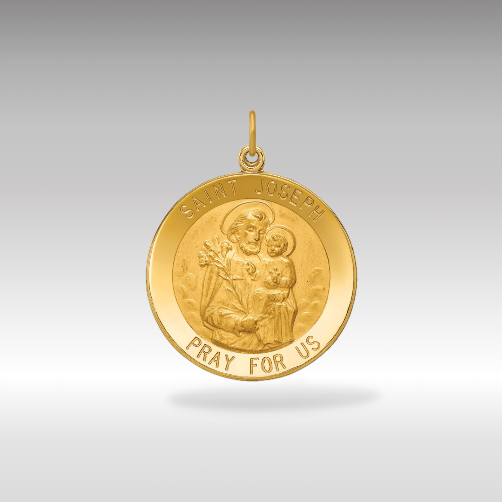 14K Gold Large Saint Joseph Medal Charm - Charlie & Co. Jewelry