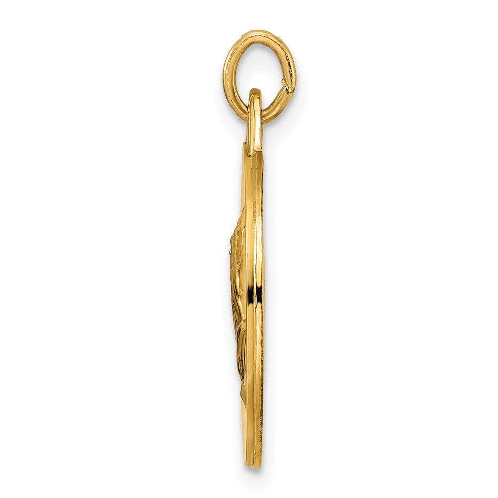 Charlie & Co Jewelry | 14k Polished And Satin Solid Praying Hands Disc Pendant - Model XR1949