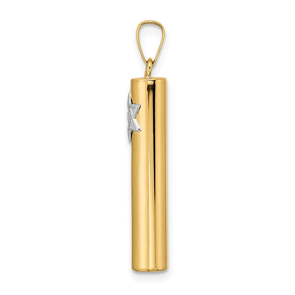 Charlie & Co Jewelry | 14k Polished Hollow Mezuzah W/star Of David Pendant - Model XR2039