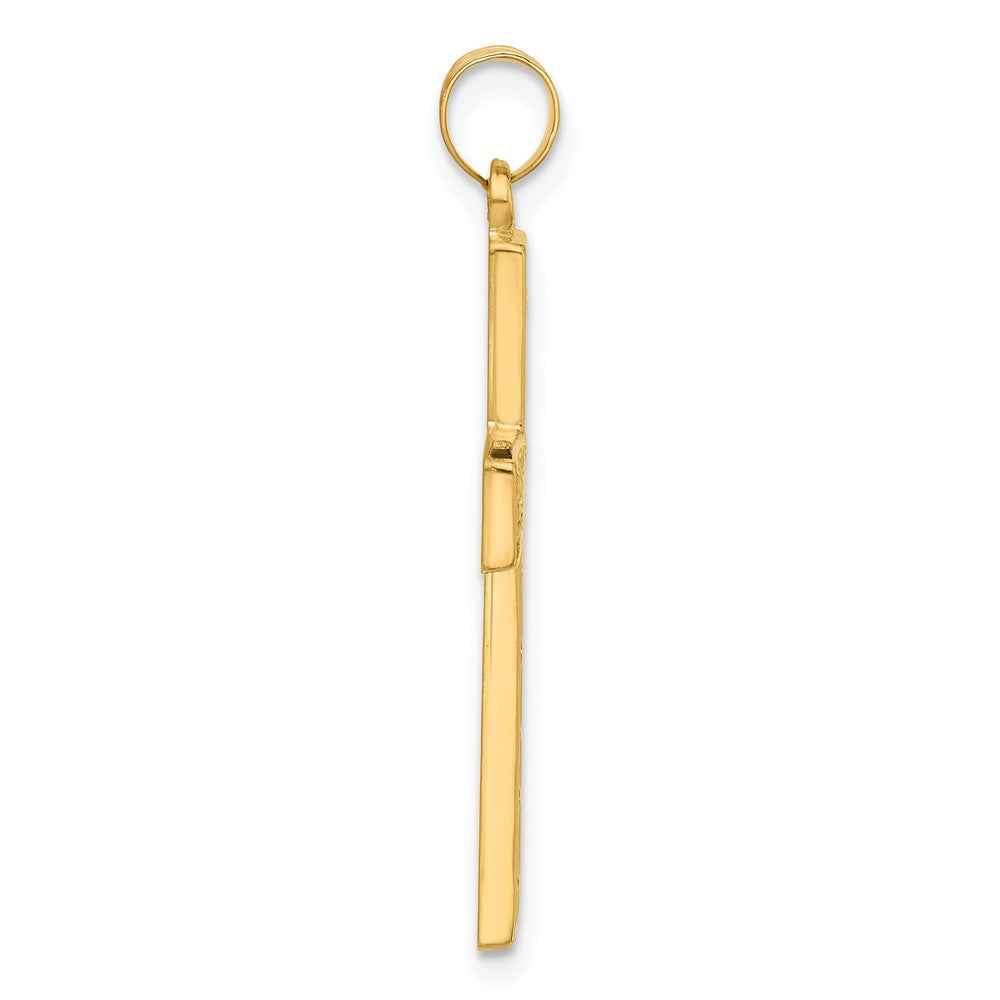 Charlie & Co Jewelry | 14k Polished And Textured Floral Cross Pendant - Model XR2078