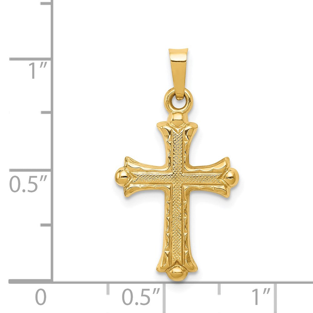 Charlie & Co Jewelry | 14k Hollow Fleur De Lis Cross Pendant - Model XR208