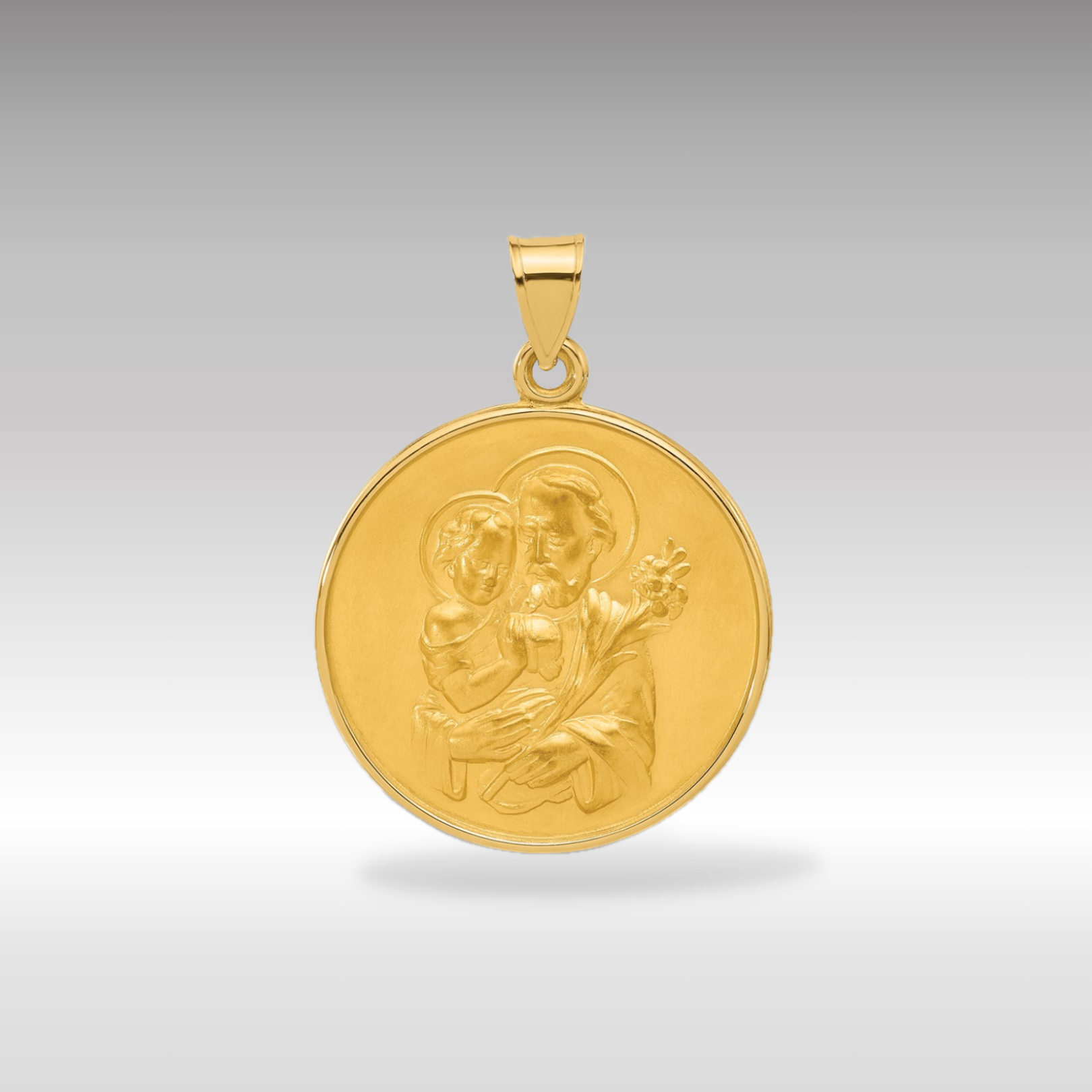 14K Gold Saint Joseph and Child Jesus Medal Pendant - Charlie & Co. Jewelry