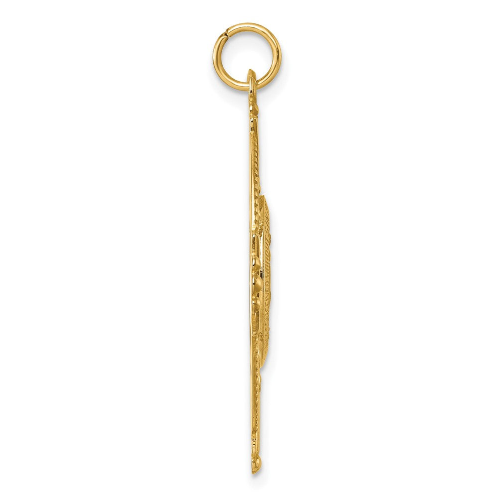 Charlie & Co Jewelry | 14k Polished Miraculous Medal And Four-way Cross In Filigree Oval Pendant - Model XR2187