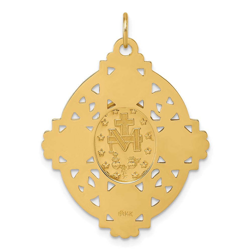 Charlie & Co Jewelry | 14k Polished Miraculous Medal And Four-way Cross In Filigree Oval Pendant - Model XR2187
