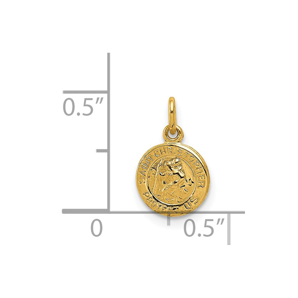 14K Gold Saint Christopher Solid Medal Charm - Charlie & Co. Jewelry