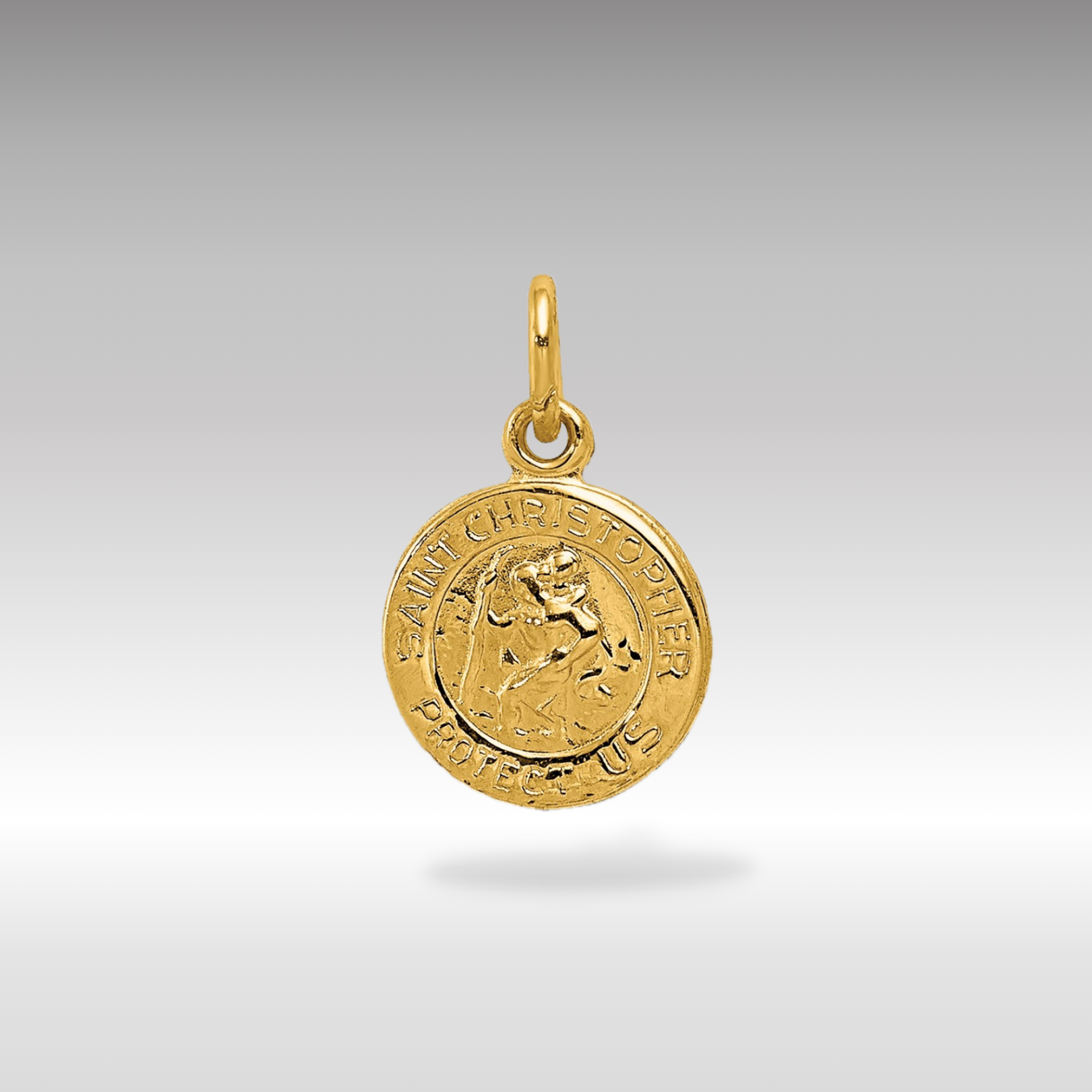 14K Gold Saint Christopher Solid Medal Charm - Charlie & Co. Jewelry
