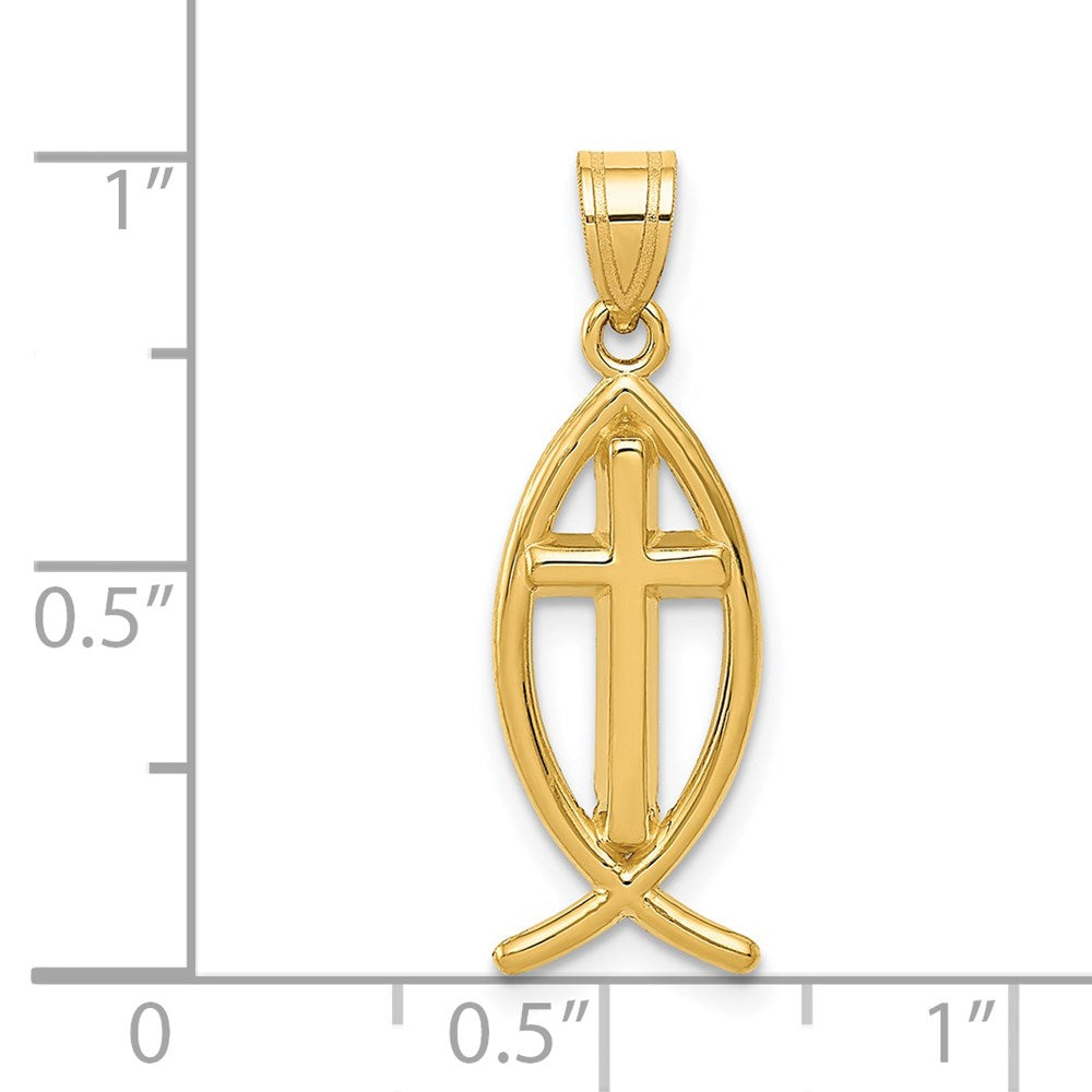14K Gold Polished 'JESUS' Fish Pendant - Charlie & Co. Jewelry