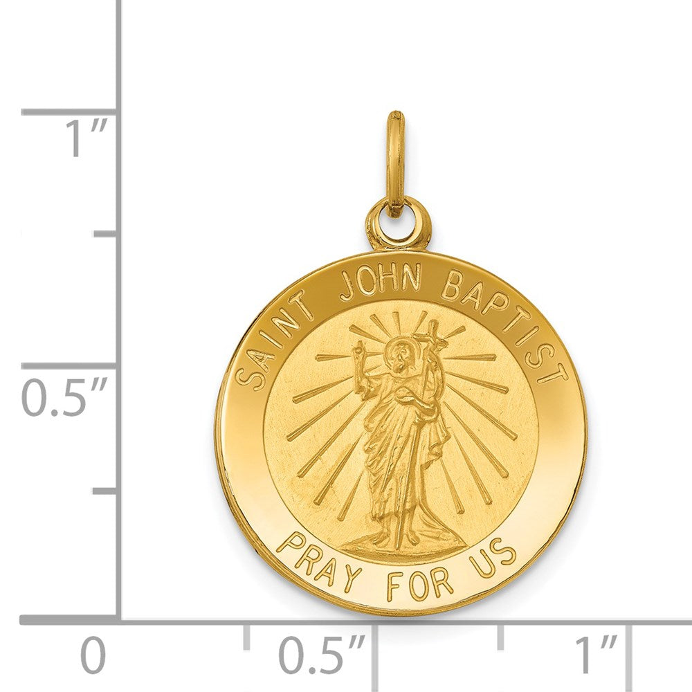 14K Gold Saint John the Baptist Solid Medal Charm - Charlie & Co. Jewelry