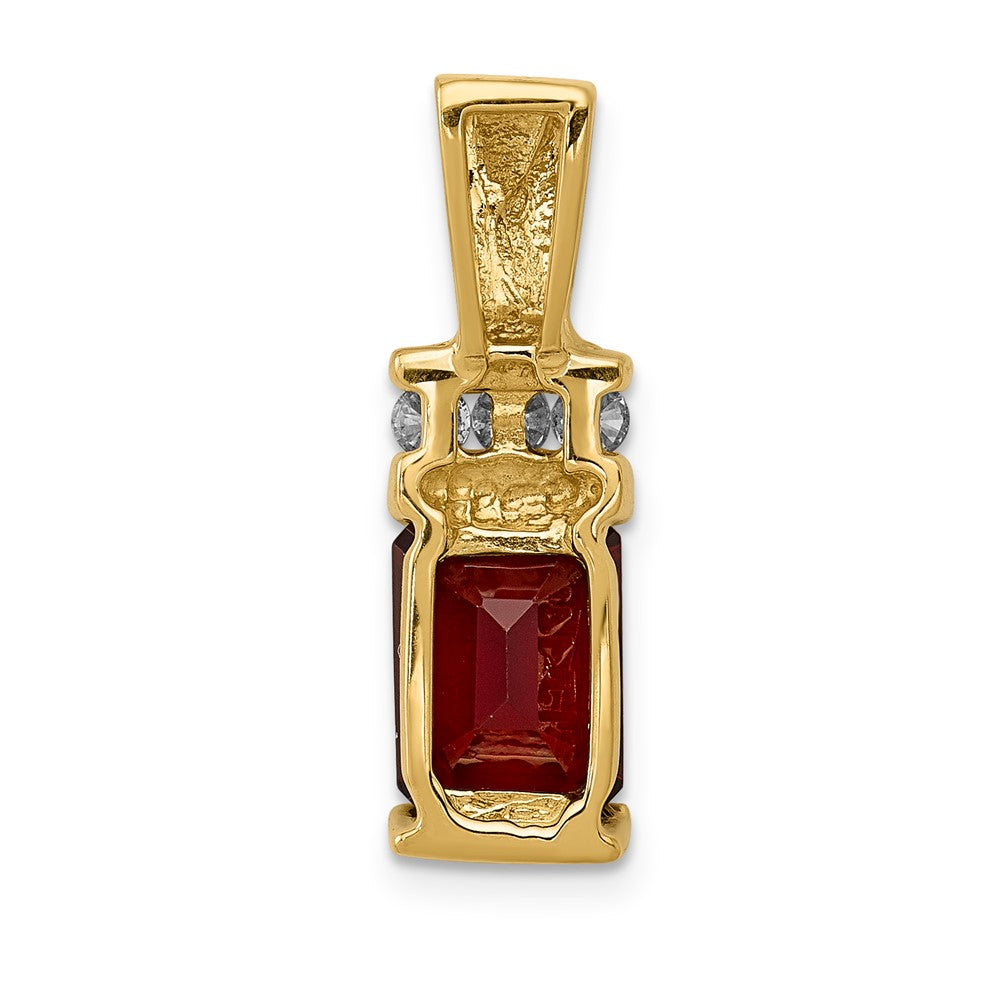 Charlie & Co Jewelry | 14k 8x6mm Emerald Cut Garnet Vs Diamond Slide - Model XS799GA/VS