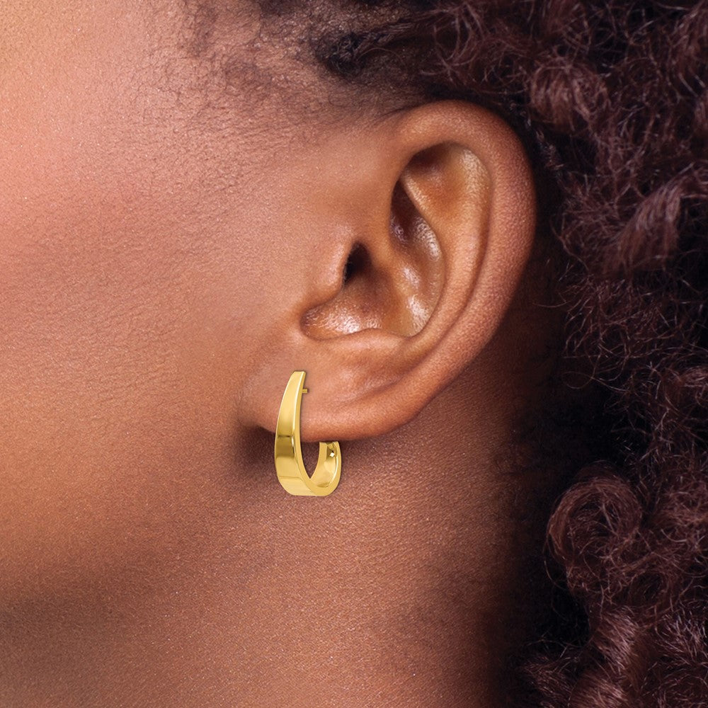 Gold Medium Polished J Hoop Earrings - Model XY611 - Charlie & Co. Jewelry