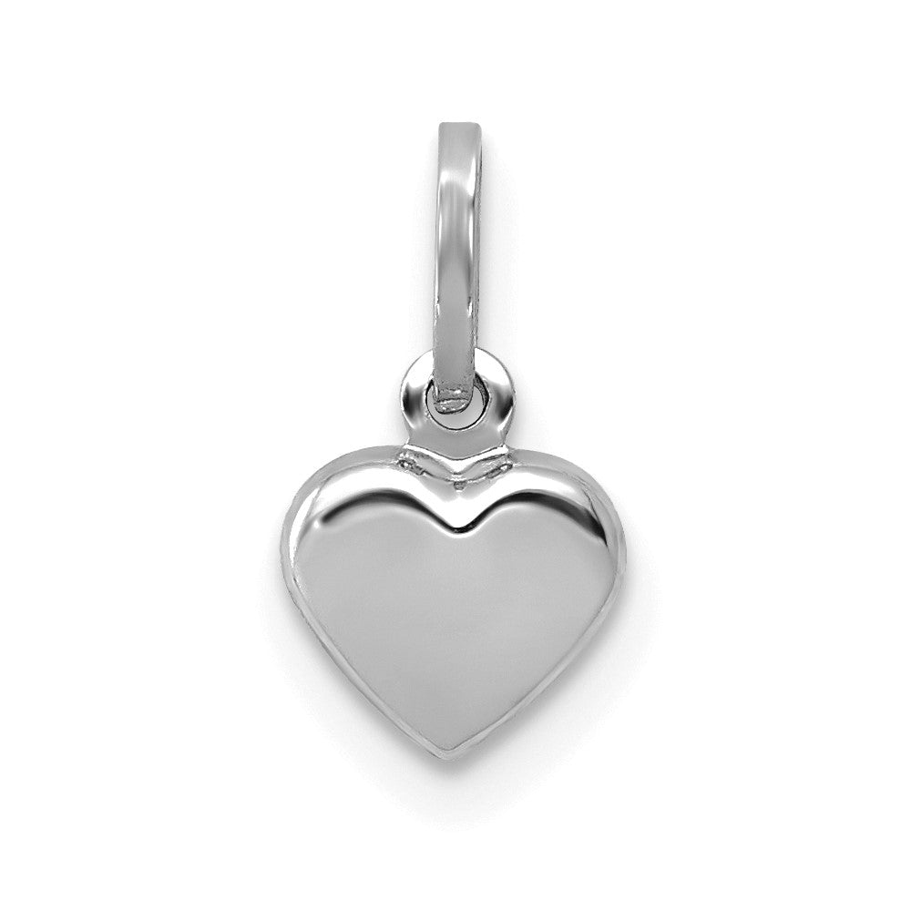 White Gold Small Puffed Heart Necklace Charm Model-YC1063W - Charlie & Co. Jewelry