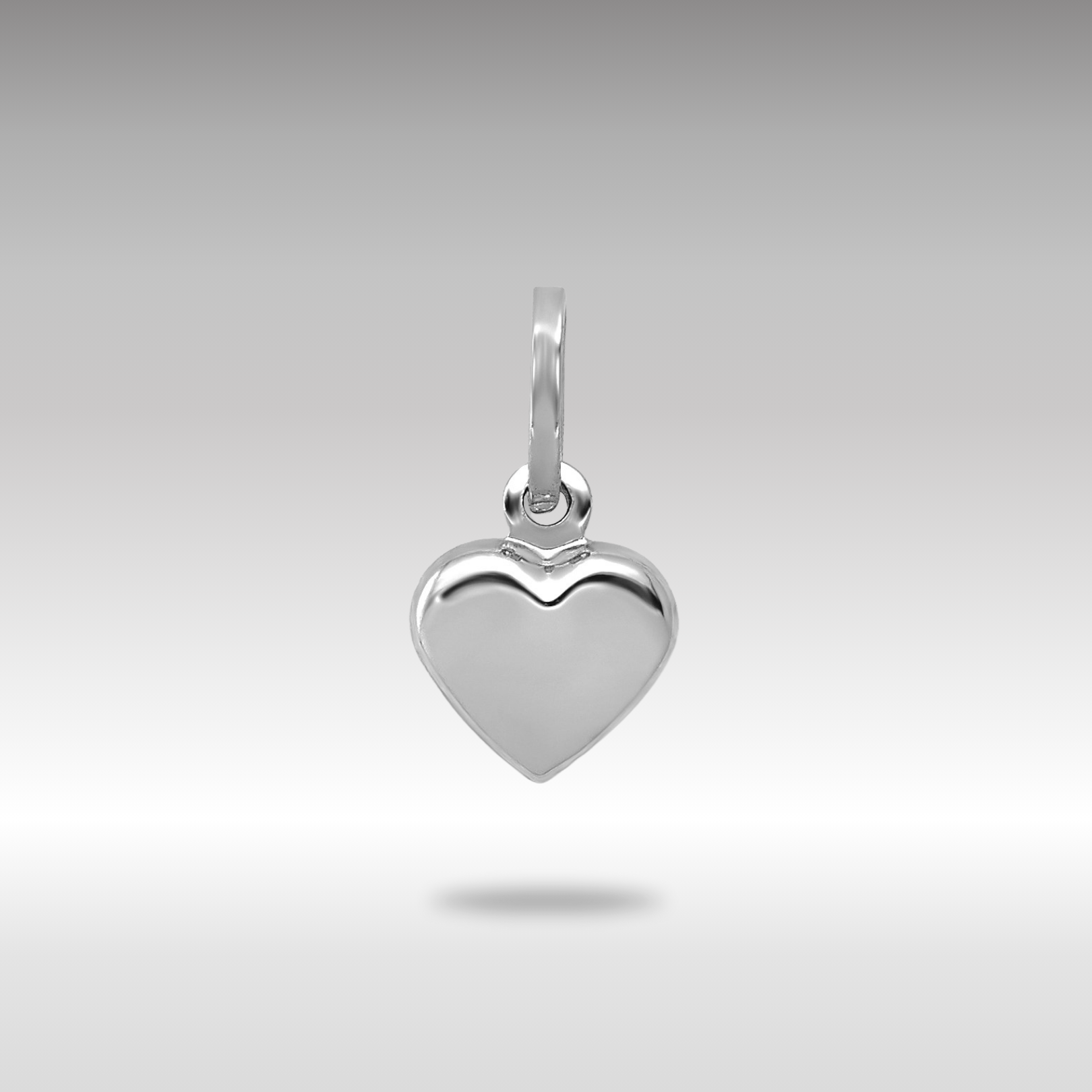White Gold Small Puffed Heart Necklace Charm Model-YC1063W - Charlie & Co. Jewelry