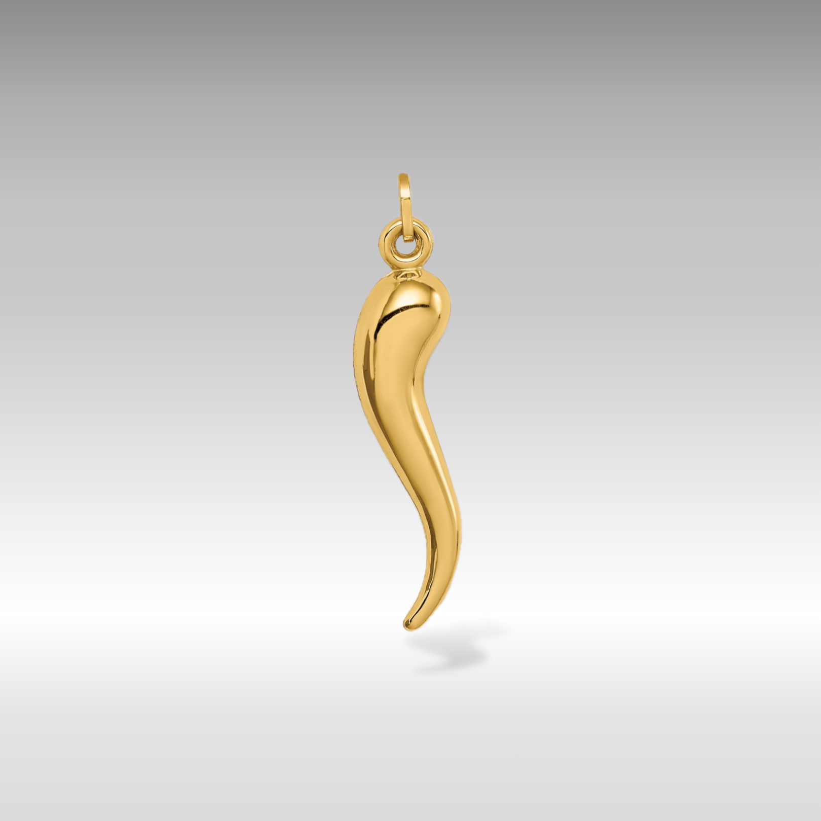 Gold Large 3D Italian Horn Charm Model-YC1096 - Charlie & Co. Jewelry