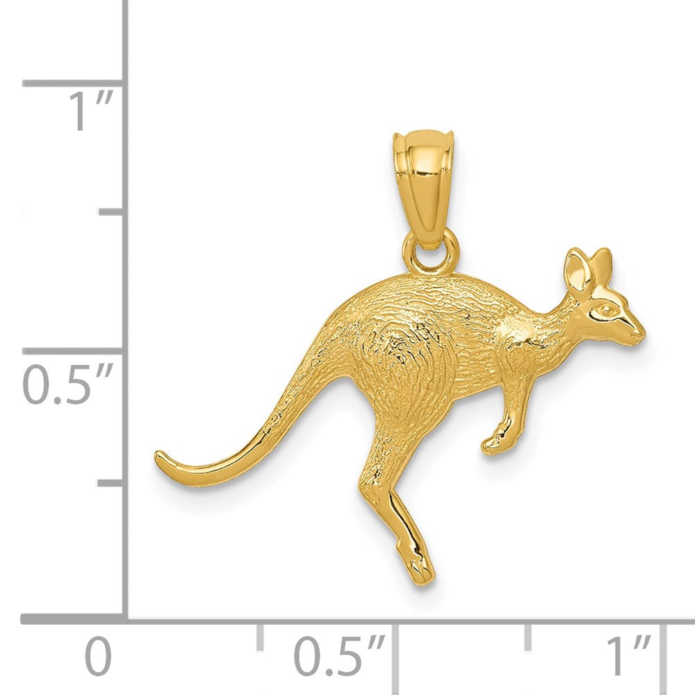 14k Gold Textured Kangaroo Necklace Pendant - Charlie & Co. Jewelry