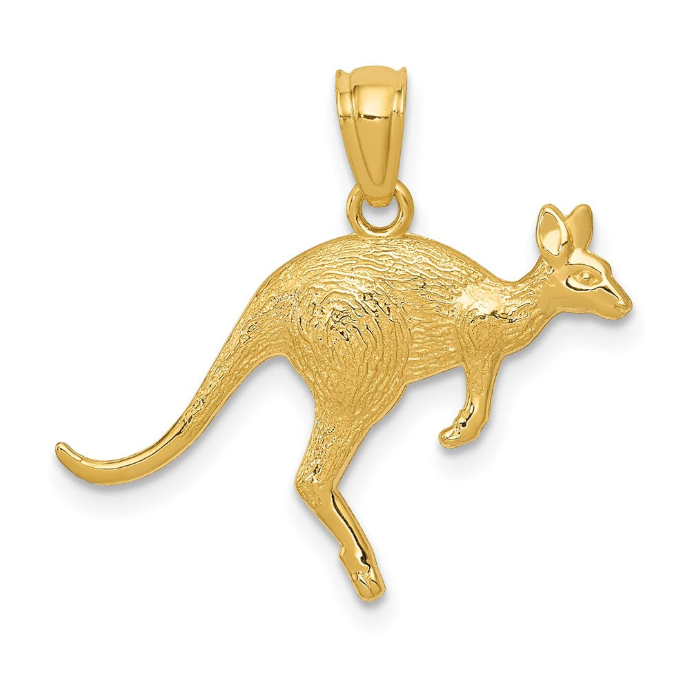 14k Gold Textured Kangaroo Necklace Pendant - Charlie & Co. Jewelry