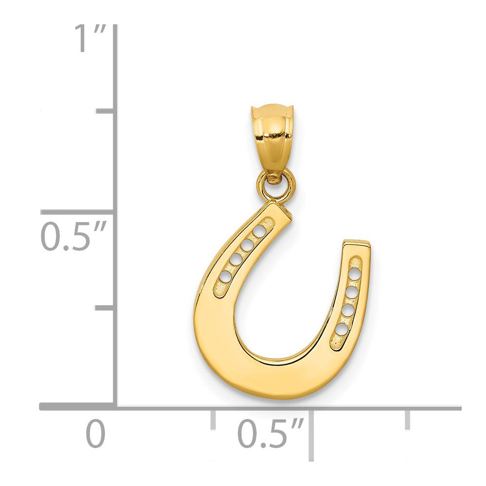 14K Gold Horseshoe Polished Necklace Pendant - Charlie & Co. Jewelry