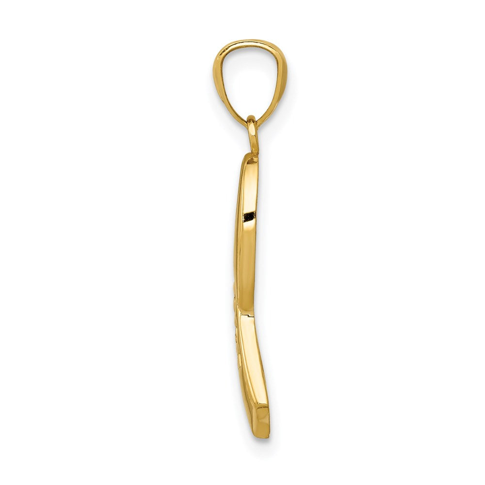 14K Gold Polished 'HOPE' Ribbon Necklace Pendant - Charlie & Co. Jewelry