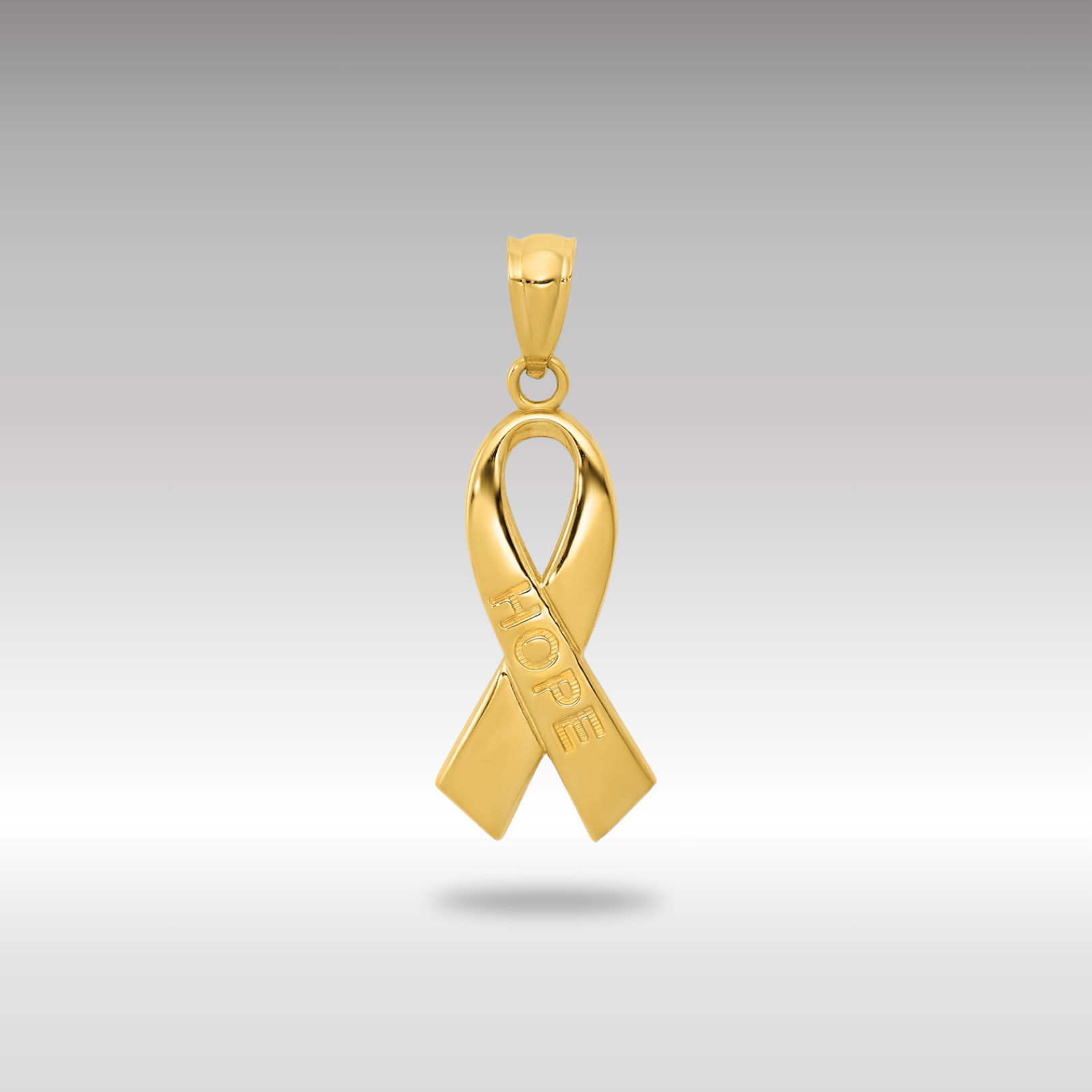 Gold Polished 'HOPE' Ribbon Necklace Pendant - Charlie & Co. Jewelry