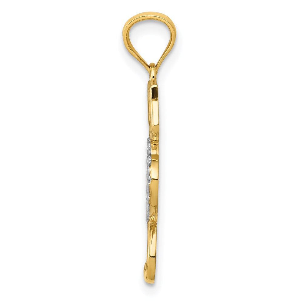 14K Gold Polished Cat with Heart Pendant - Charlie & Co. Jewelry