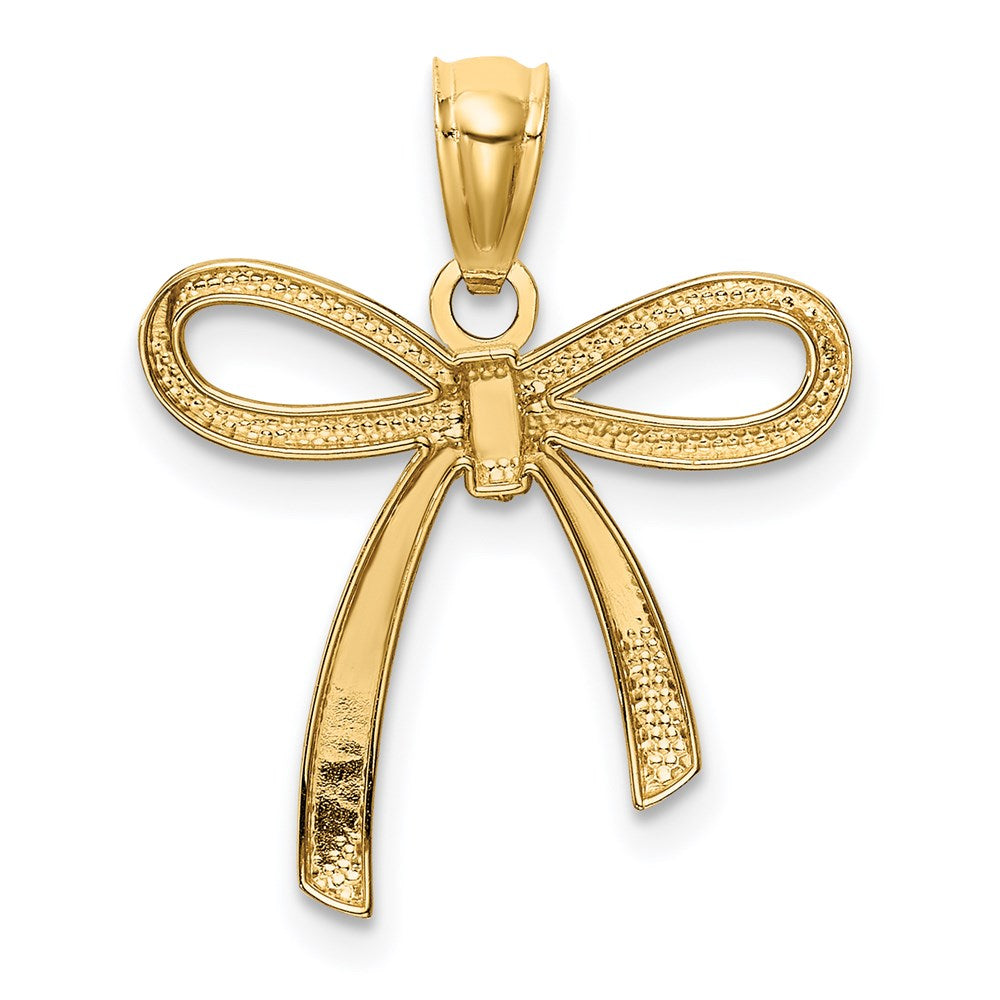 Gold Small Ribbon Bow Pendant Necklace Model-YC1258 - Charlie & Co. Jewelry