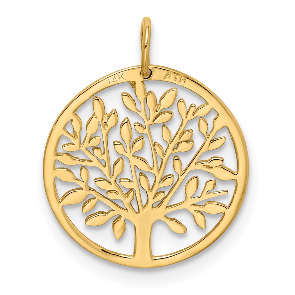 14K Gold Round Tree of Life Necklace Pendant - Charlie & Co. Jewelry