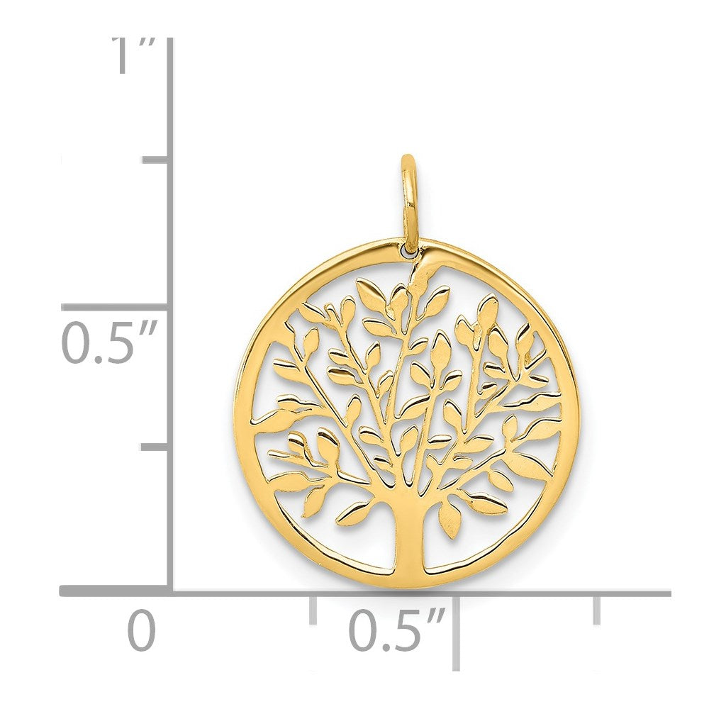 14K Gold Round Tree of Life Necklace Pendant - Charlie & Co. Jewelry