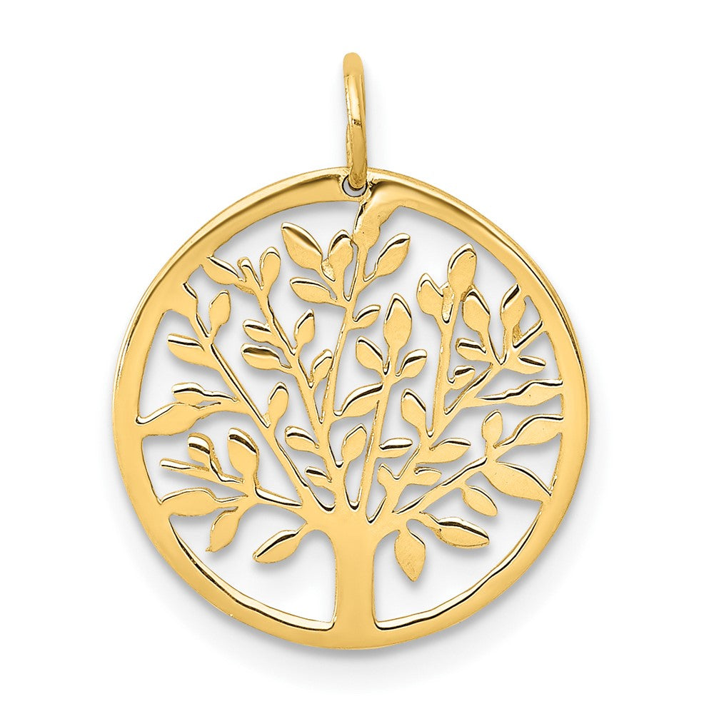 14K Gold Round Tree of Life Necklace Pendant - Charlie & Co. Jewelry