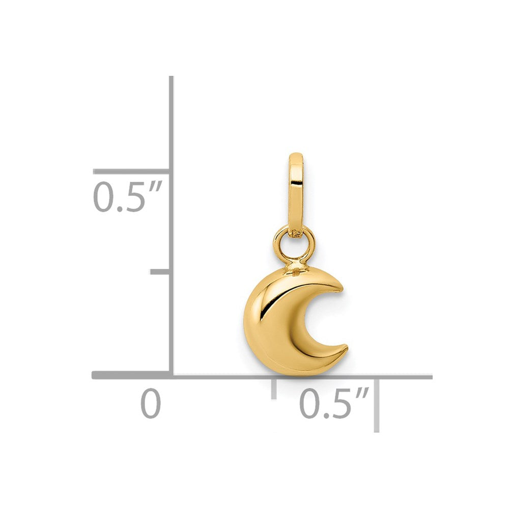 14K Gold Polished Puffed Moon Pendant - Charlie & Co. Jewelry