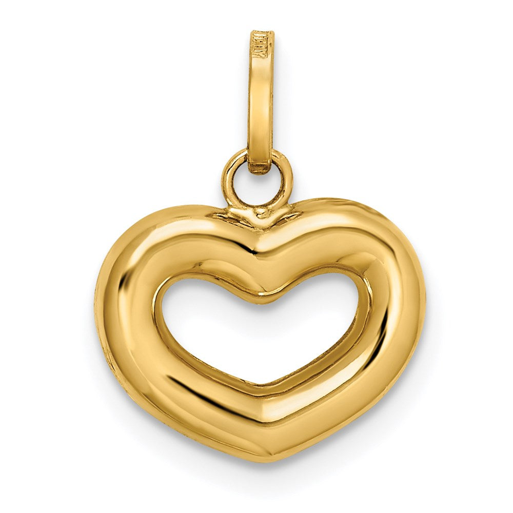 14K Gold Polished Cut-out Puffed Heart Pendant - Charlie & Co. Jewelry