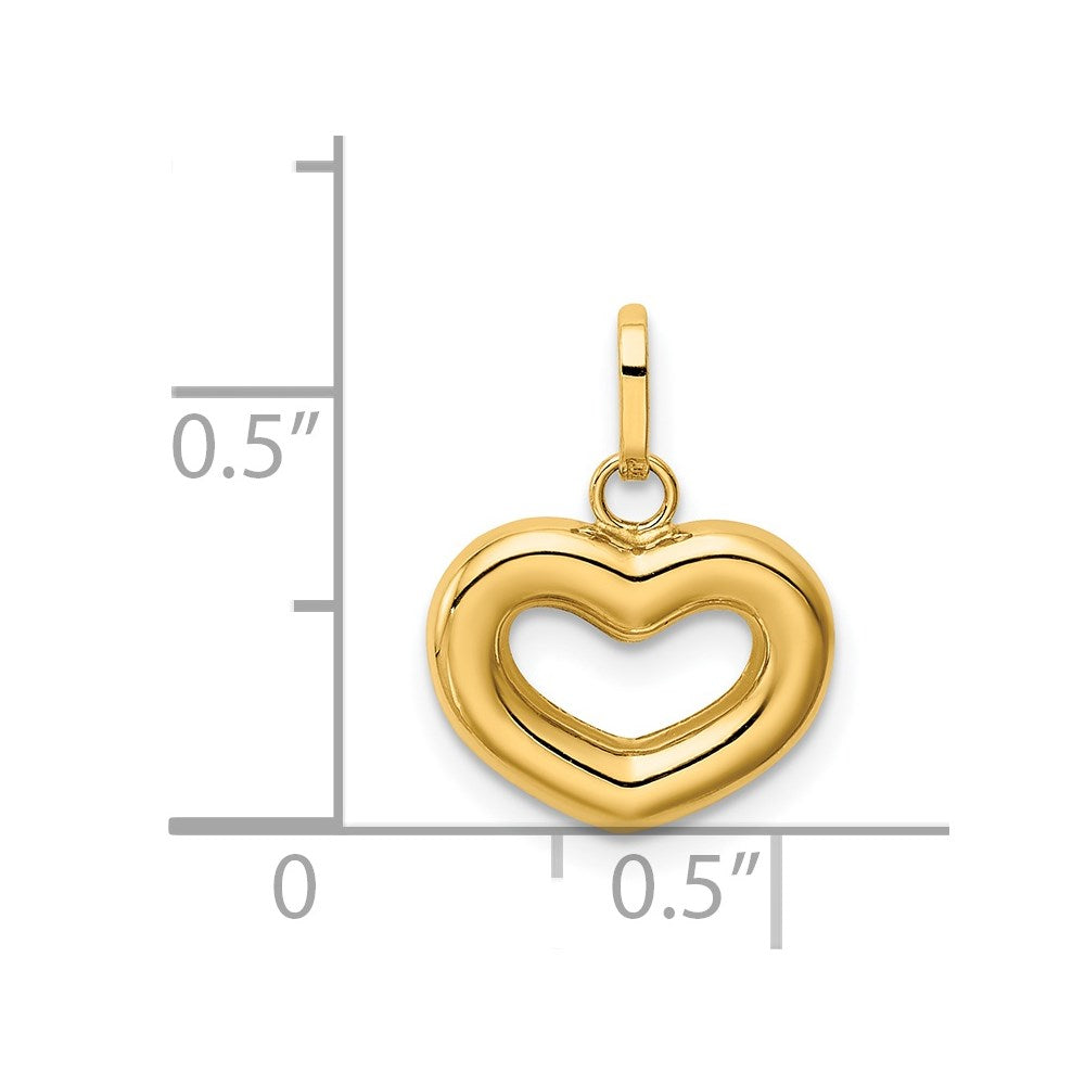 14K Gold Polished Cut-out Puffed Heart Pendant - Charlie & Co. Jewelry