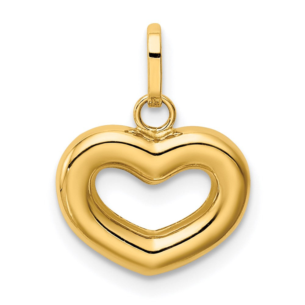 14K Gold Polished Cut-out Puffed Heart Pendant - Charlie & Co. Jewelry