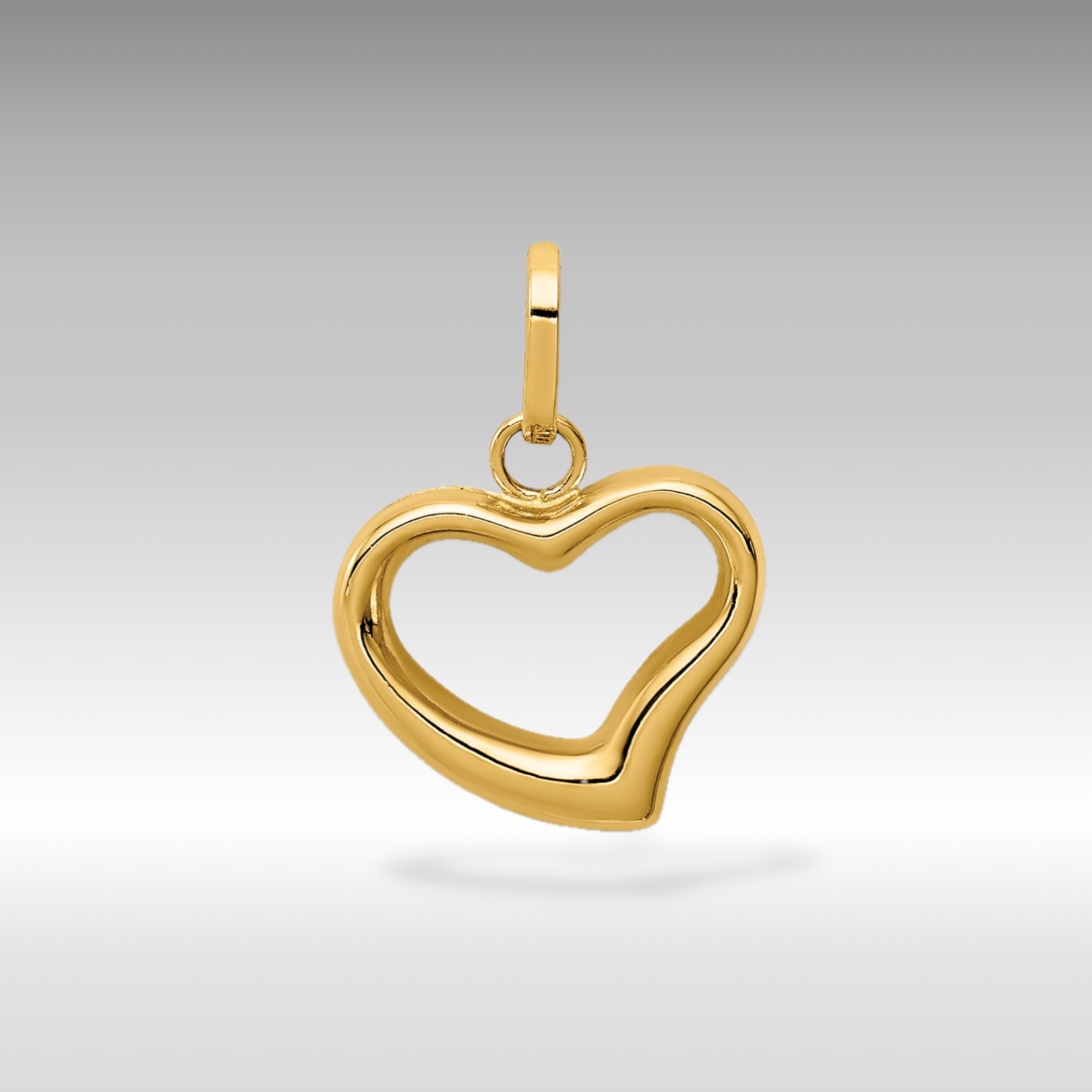14K Gold Polished Cut-Out Puffed Heart Pendant - Charlie & Co. Jewelry