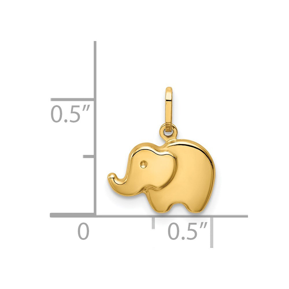 14K Gold Polished Elephant Pendant - Charlie & Co. Jewelry