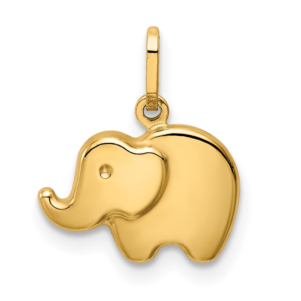 14K Gold Polished Elephant Pendant - Charlie & Co. Jewelry