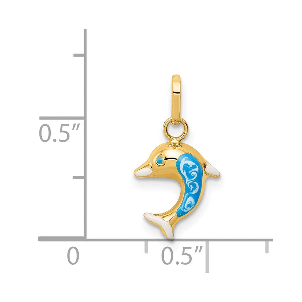 14K Gold Enameled Dolphin Charm - Charlie & Co. Jewelry
