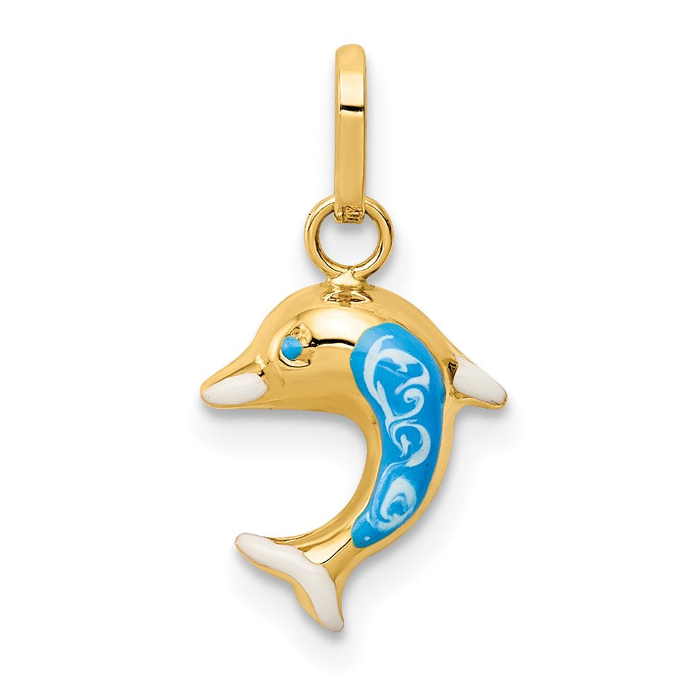 14K Gold Enameled Dolphin Charm - Charlie & Co. Jewelry
