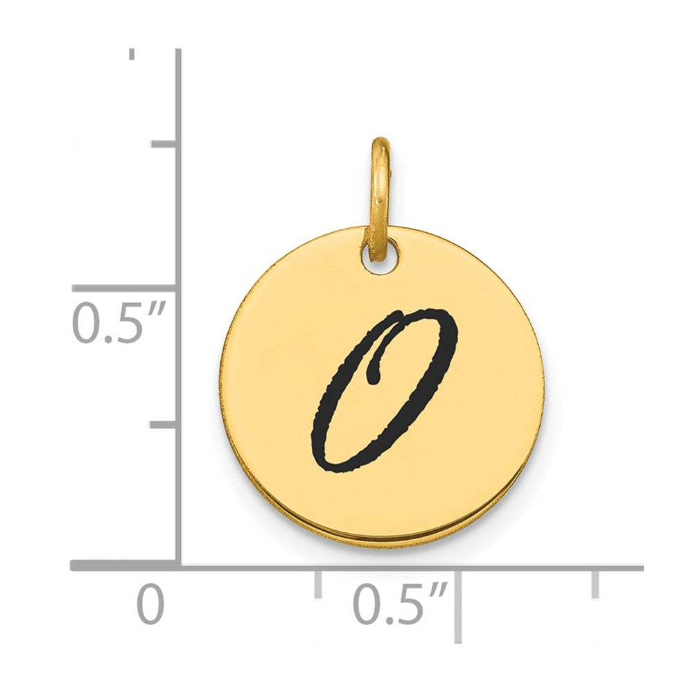 14K Gold Script Letter 'O' Circular Charm with Black Enamel - Charlie & Co. Jewelry