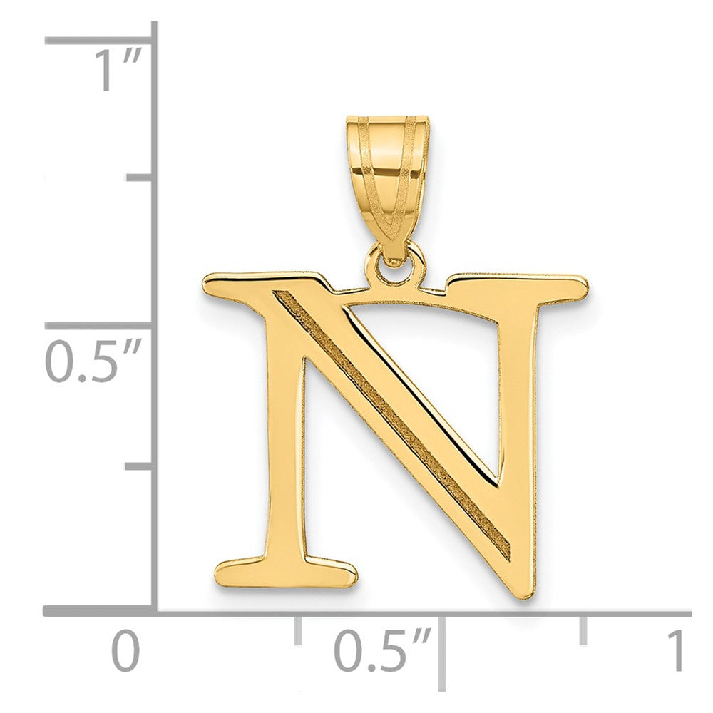 Charlie & Co Jewelry | 14k Polished Etched Letter N Initial Pendant - Model YC1437N