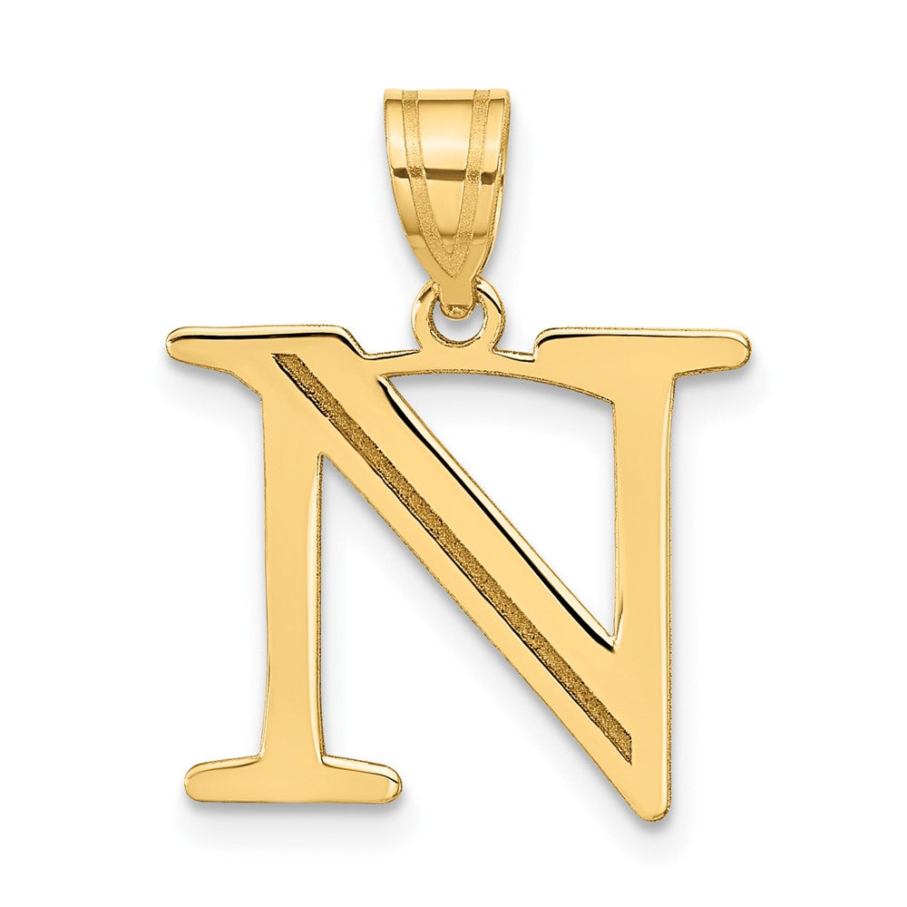 Charlie & Co Jewelry | 14k Polished Etched Letter N Initial Pendant - Model YC1437N