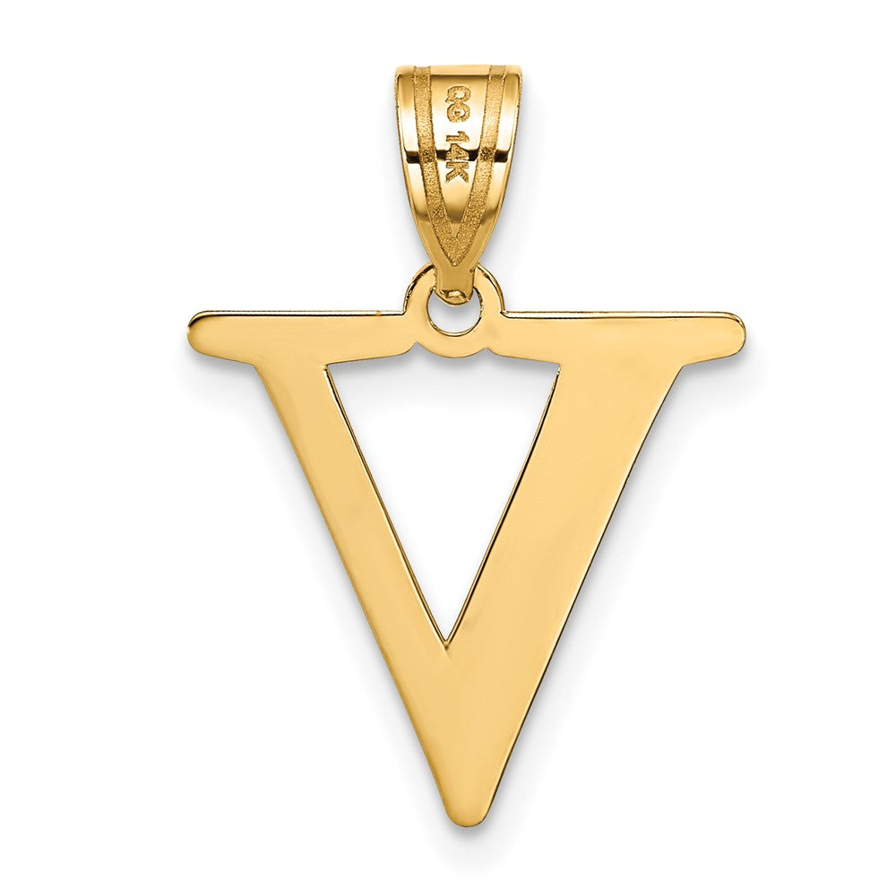 Charlie & Co Jewelry | 14k Polished Etched Letter V Initial Pendant - Model YC1437V