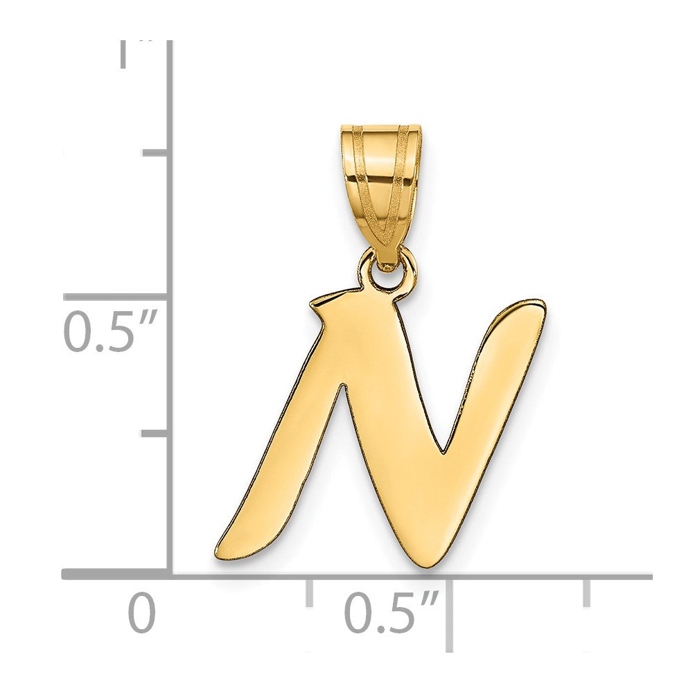 Charlie & Co Jewelry | 14k Polished Script Letter N Initial Pendant - Model YC1438N