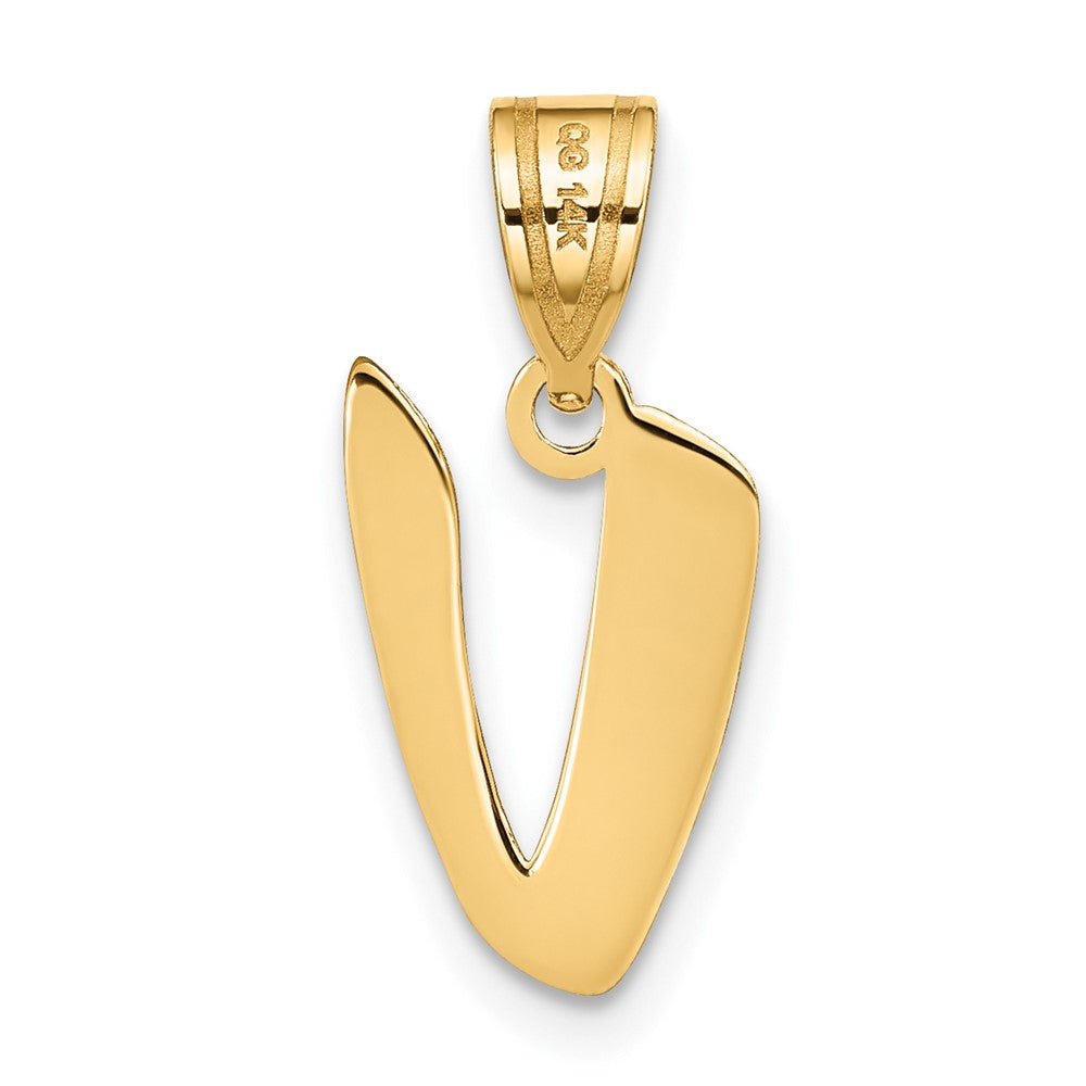 Charlie & Co Jewelry | 14k Polished Script Letter V Initial Pendant - Model YC1438V