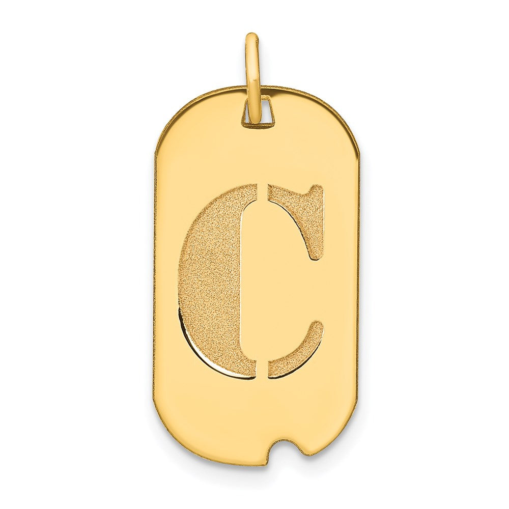 Charlie & Co Jewelry | 14k Polished Letter C Initial Dog Tag Pendant - Model YC1439C