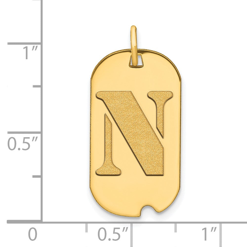 Charlie & Co Jewelry | 14k Polished Letter N Initial Dog Tag Pendant - Model YC1439N